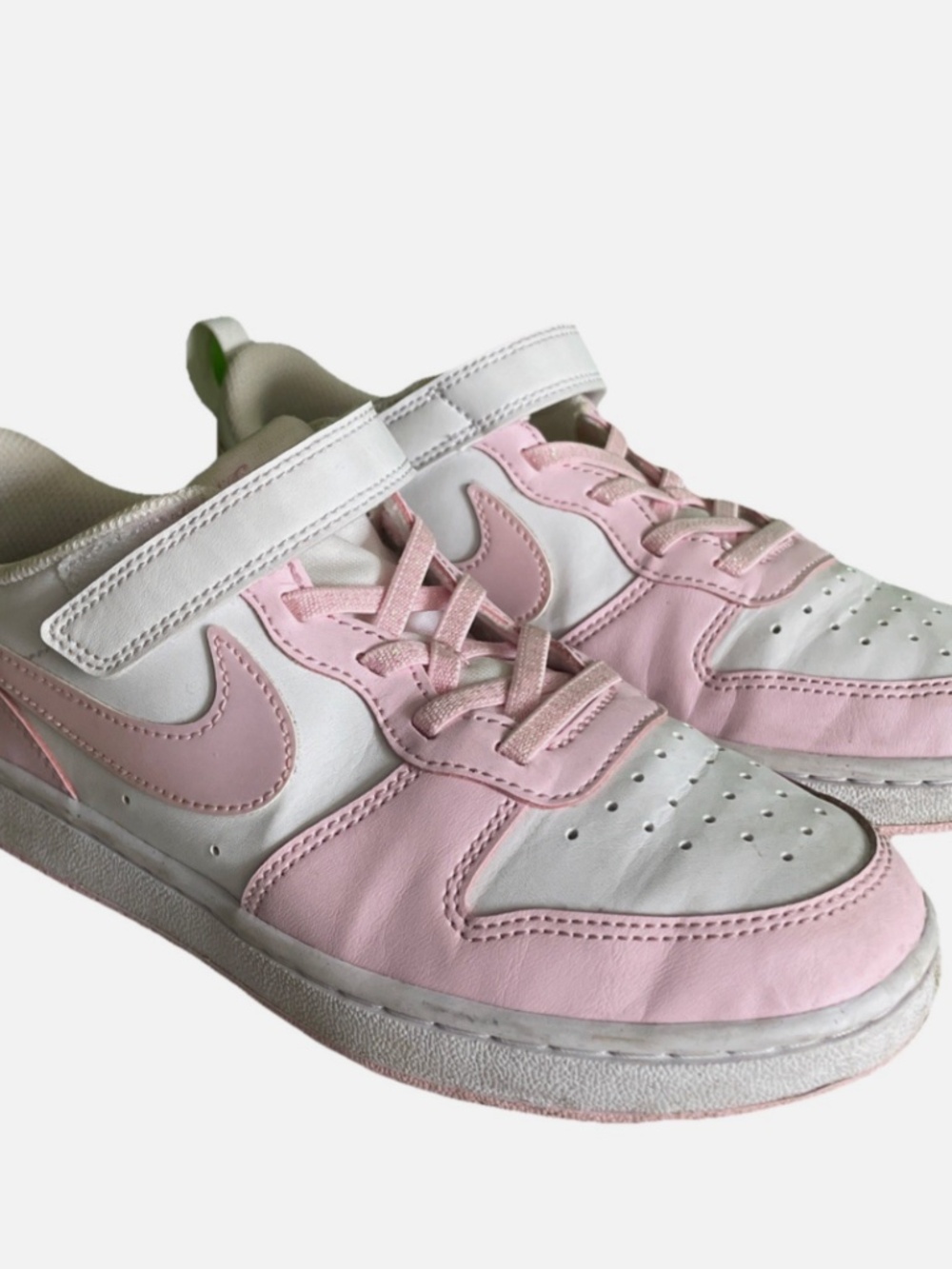 Nike Kids Court Borough Low Recraft DV5457-105 White Pink Sneakers Shoes Sz 2.5Y